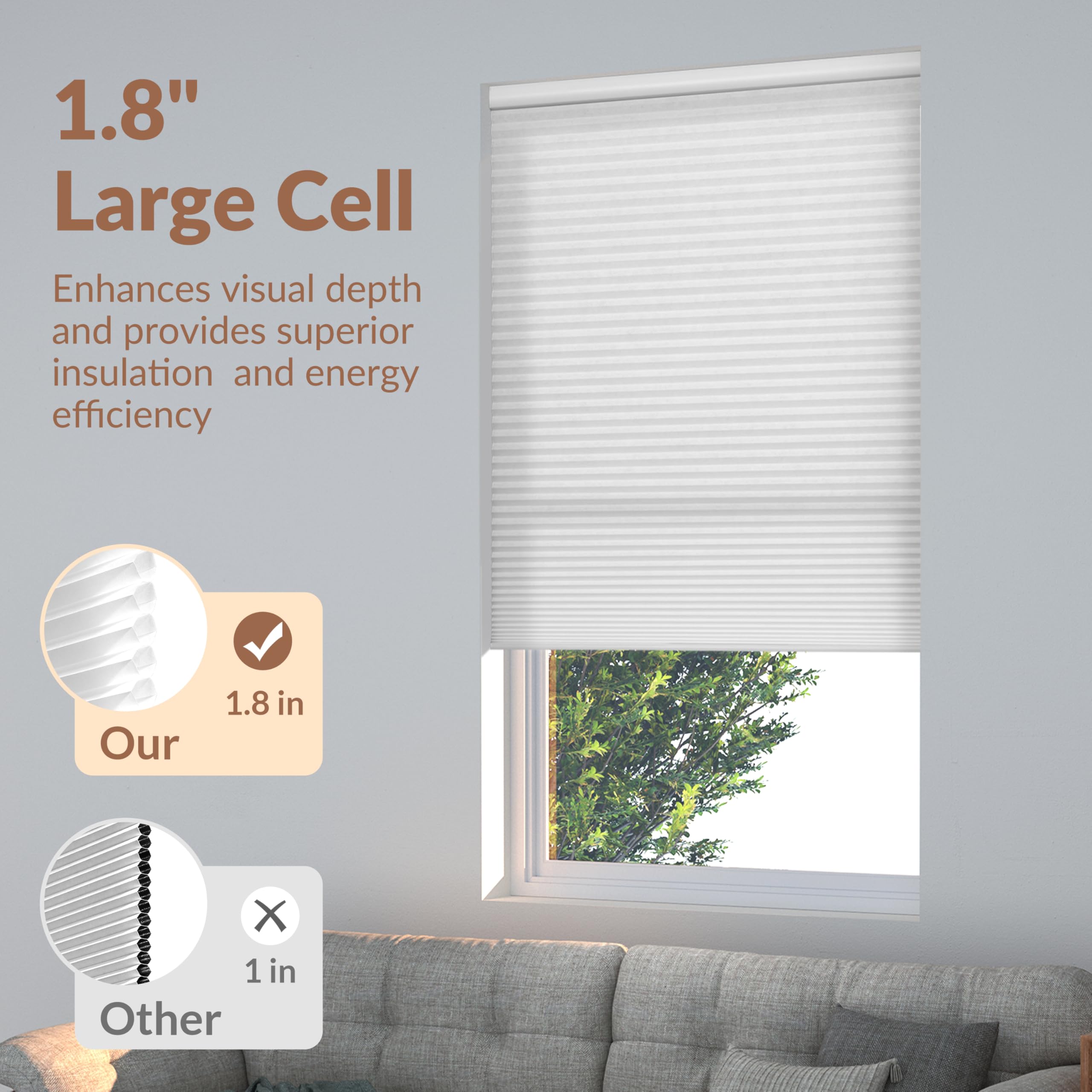 Boolegon Light Filtering Cellular Shades Cordless