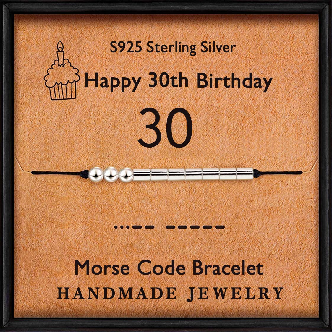 DTWAWA Morse Code Bracelet Personalised 30th Birthday Gifts 925 Sterling Silver Bracelets for Her Women Wife Friend