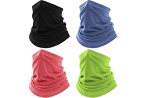 4-Pack Kids Fleece Neck Gaiter, Windproof Winter Face Cover Scarf for Skiing Hiking Cycling Outdoor Activities