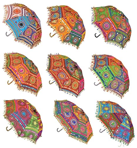 Lal Haveli Decorated Handmade Embroidery Work Design Cotton Umbrella 21 X 26 Inches Set of 20 Pcs