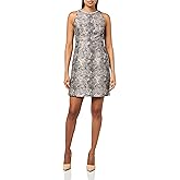 Vince Camuto Womens Sleeveless Jewel Neck Jacquard A-line Dress Dress