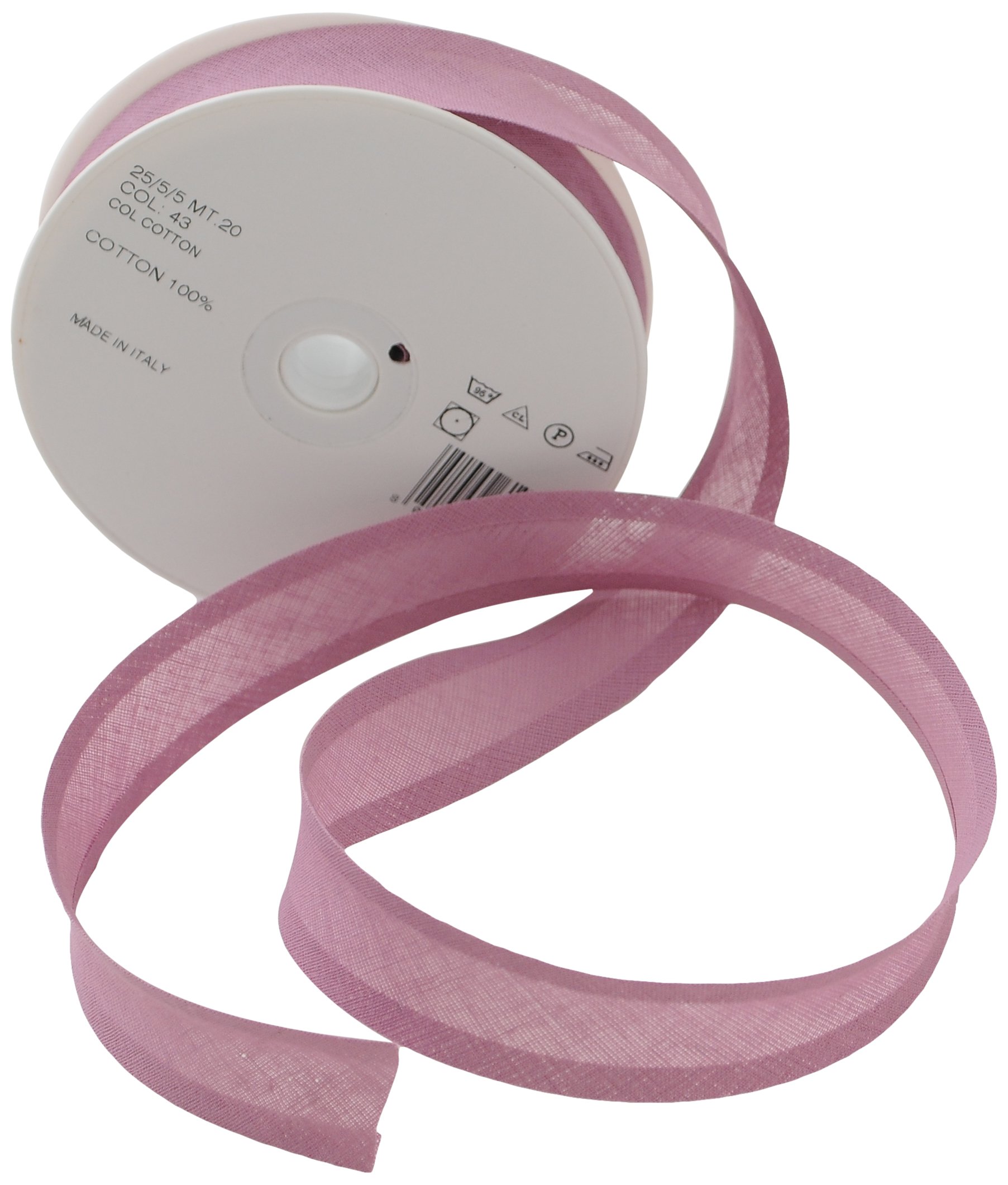 Trimz 25/5/5 mm Cotton Bias Binding, Mauve 43 – Double‑Fold Sewing Tape for Quilting, Dressmaking & DIY Crafts