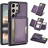 Godzoen for Samsung Galaxy S25 Ultra Wallet Case, 2-in-1 Detachable Magnetic Wallet Case, Card Holder RFID Blocking, Fashionable Faux Leather Card Slot & Folding Design (Purple)