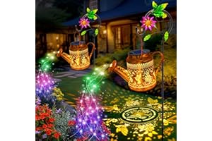 2 Pack Solar Lanterns Outdoor Waterproof,Hummingbird Watering Can Garden Decor,Hanging Solar Path Lights Yard Art,Outside Pat