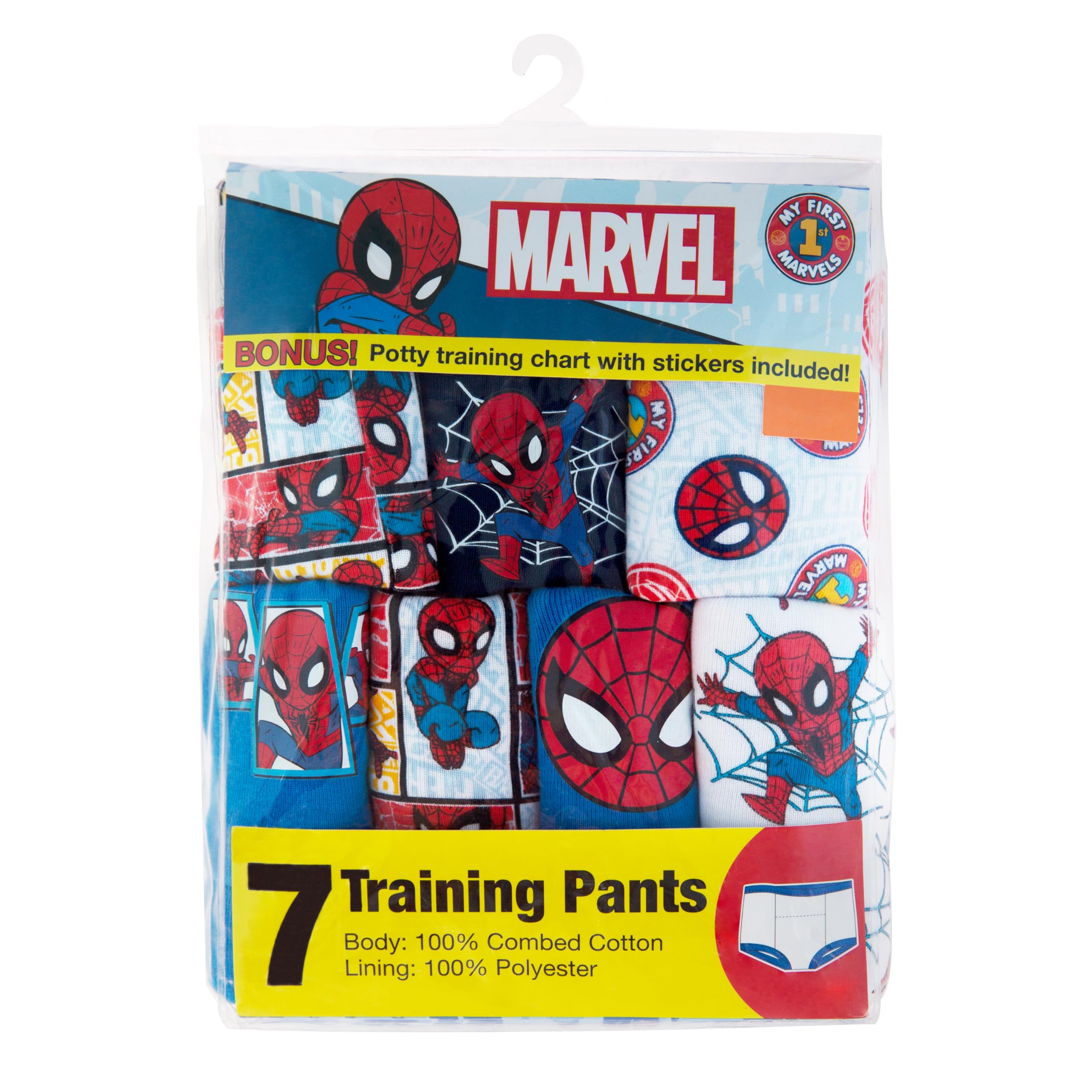 Marvel Baby-Boys Superhero Potty Training Pants, Success Chart & Stickers with Spiderman, Iron Man, Hulk & More Sizes 18m-4t