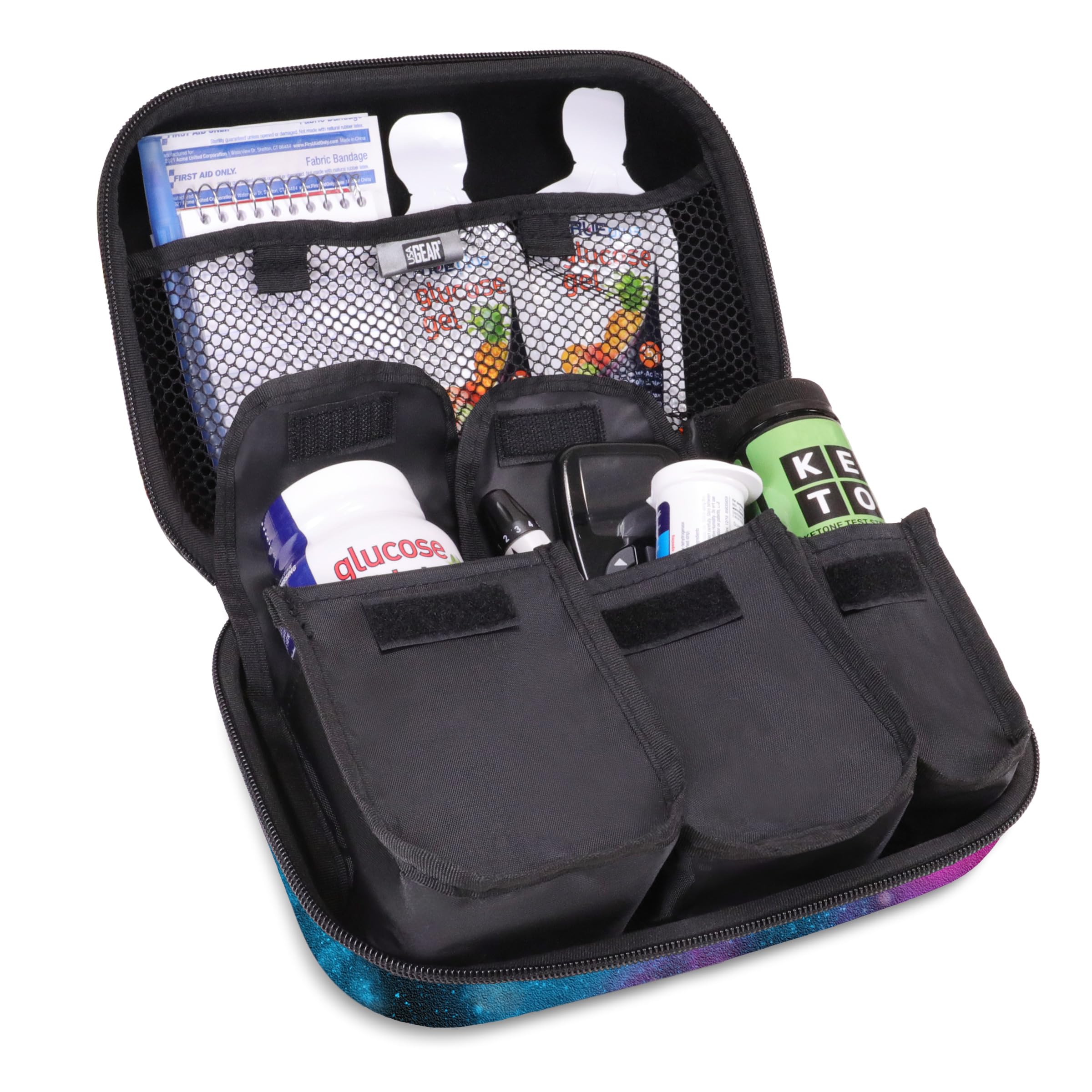 USA Gear Diabetic Supplies Travel Case Organizer for Blood Glucose Monitoring Systems, Syringes, Pens, Insulin Vials and Lancets - Storage for Accu-Chek Nano, Bayer Contour, TRUEtest and More - Galaxy