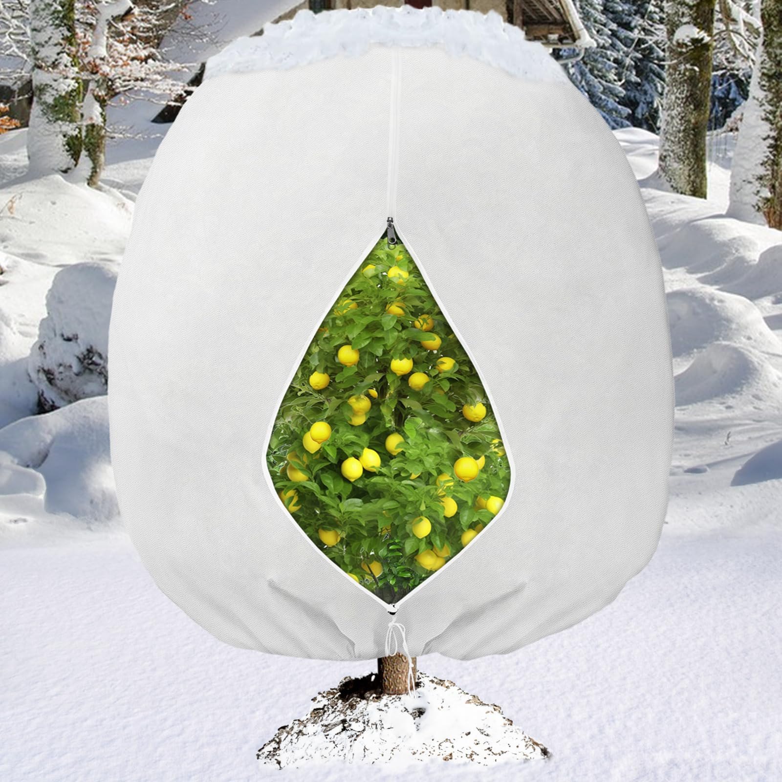 Evoio Large Plant Covers for Winter, 200 x 240 cm Plant Frost Protection with Zipper and Drawstring Garden Fleece Freeze Protection Cover Bags for Outdoor Fruit Tree Shrubs Potted Plants