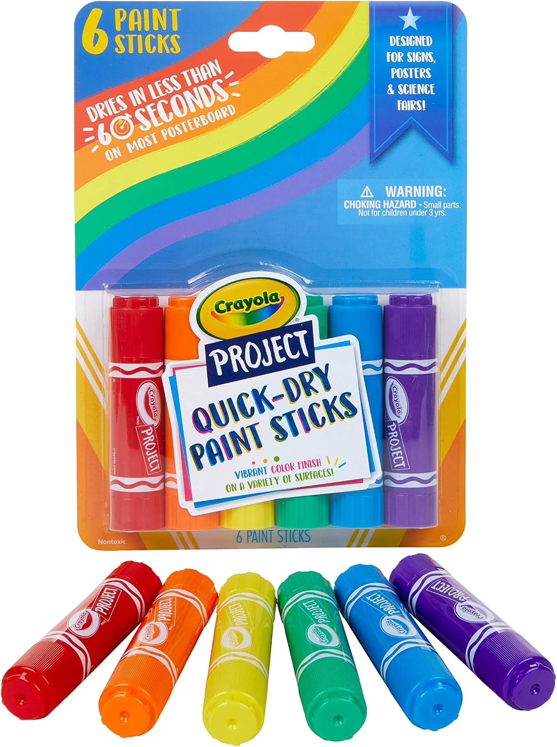 CRAYOLA Quick-Dry Washable Paint Sticks, Assorted Colours (Pack of 6), Assorted (Gold Ingot, Copper Mine, Pink Bling - Image 5