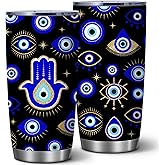 ATHAND Boho Evil Eye Tumbler,Evil Eye Decor,20 Oz Insulated Stainless Steel Vacuum Iced Coffee Tumbler with Lid,Travel Coffee Mugs Cup,Birthday Gifts For Women,Men,Friends,1 Pcs