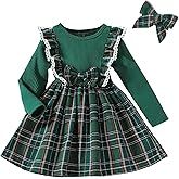 VINUOKER Toddler Baby Girl Christmas Dress Toddler Xmas Plaid Dress Christmas Outfits