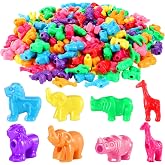 Hicarer 180 Pcs Animal Shaped Beads Plastic Zoo Animal Charms, 180 Pcs | Bracelet Necklace Craft Making, Mixed Animal Shapes, Jewelry Supplies for Girls Boys