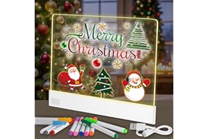 FLETUTE LED Note Board,13.7"x10" Lumiboard LED Drawing Board for Kids, 4 Modes & 7 Colors Acrylic Rechargeable Dry Erase Board with Light, Stand and 12 Markers for Home, Office, Birthday and Christmas Gifts