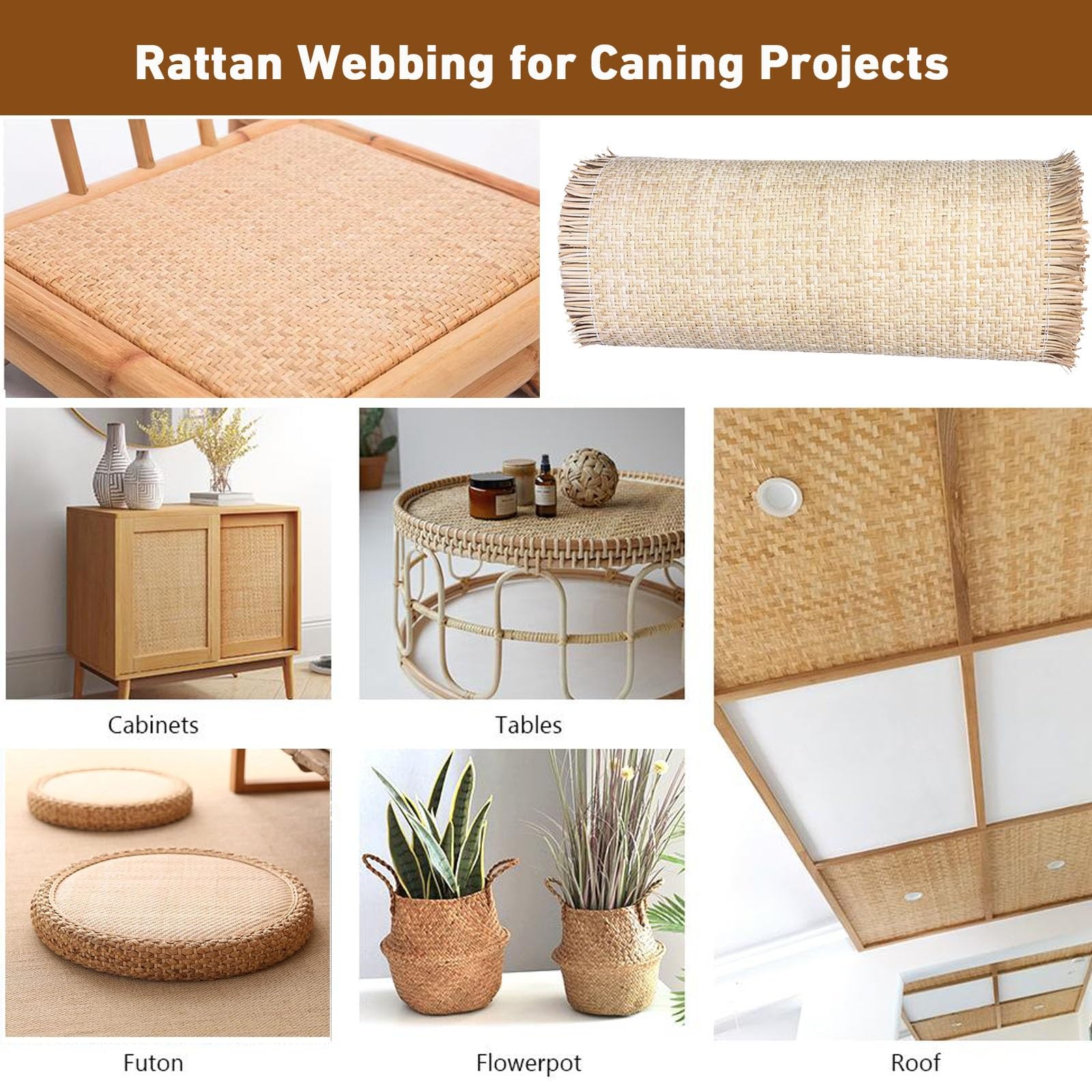 16"/18"/20"/22"/24"/28"/36" Width Rattan Cane V