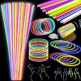 100Pcs Glow Sticks Bulk - 22 inch Glow In the Dark Sticks Party Supplies, Neon Glow Party Pack for Kids with 9 Hours Duration, Glowsticks Party Favor Glow Necklace &amp; Bracelet with 100Pcs Connectors