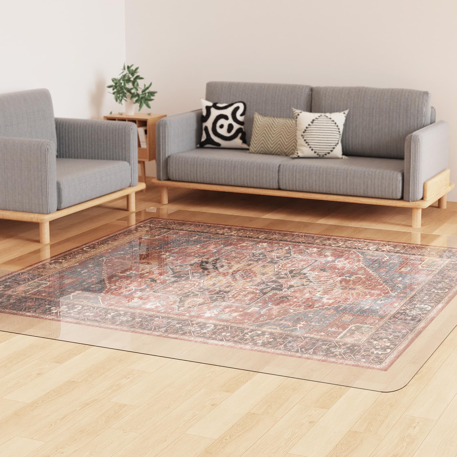 Photo 1 of ** NEW ** ZPAI Crystal Clear Floor Mat 6×9ft, Upgraded Easy Flat Waterproof Vinyl Rug Cover, Large Stain-Resistant Plastic Area Rug Floor Protector for Kitchen, Dining Room, High-Traffic Areas