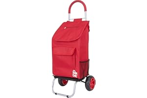 dbest products Trolley Dolly Red Foldable Shopping cart for Groceries with Wheels and Removable Bag and Rolling Personal Handtruck Standard