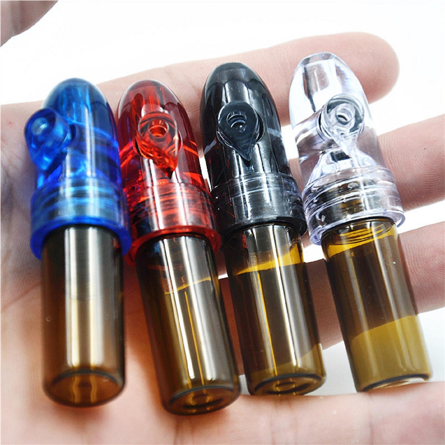 5 Pack Snuff Bullet Acrylic Plastic Snuff Dispenser and Glass Snuff Bullet Combo Convenient