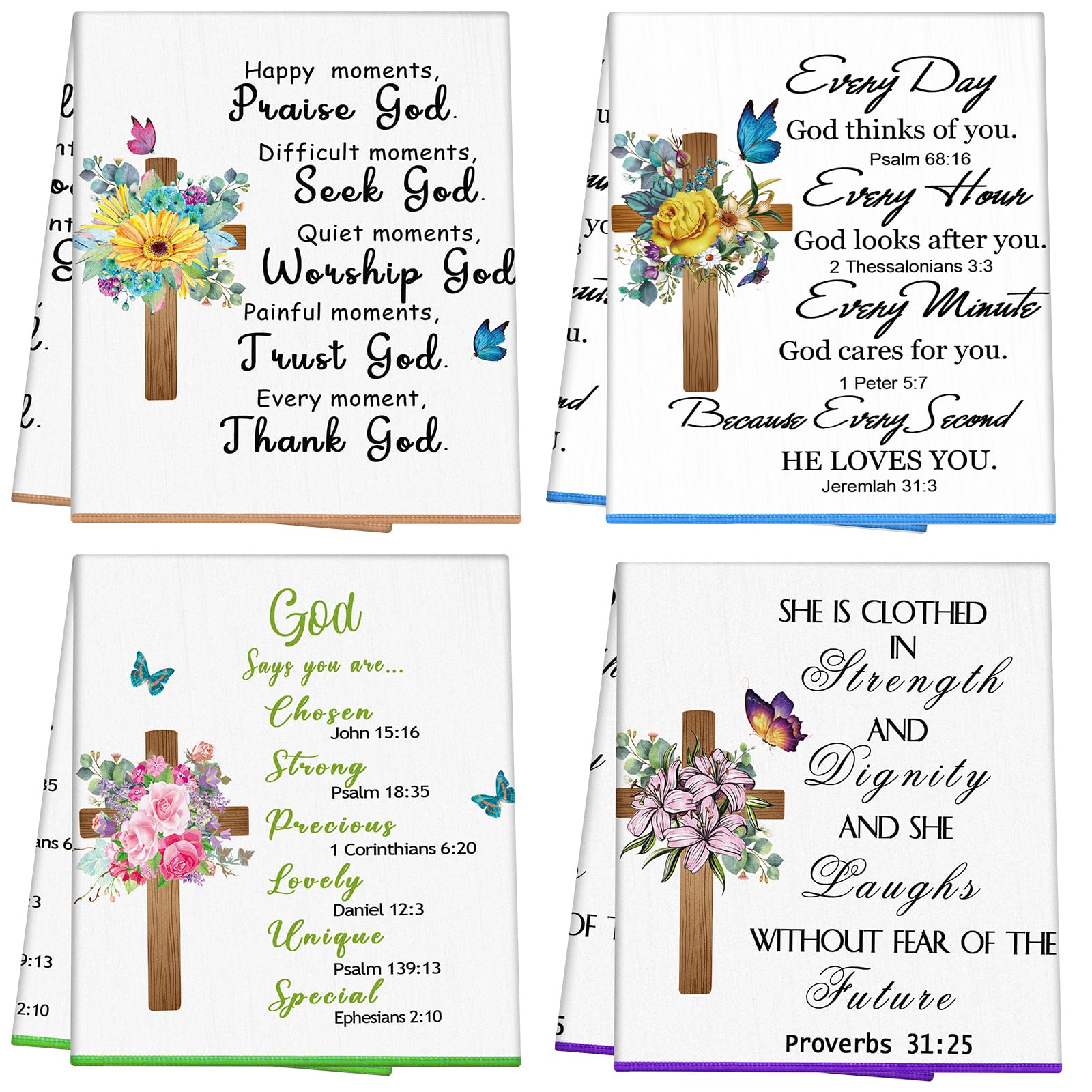 Rtteri 4 Pcs Christian Gifts Kitchen Towels Religious Gifts for Women Dish Towels Inspirational Gifts with Bible Verse and Prayers Scripture Gifts Religious Housewarming Bulk for Church