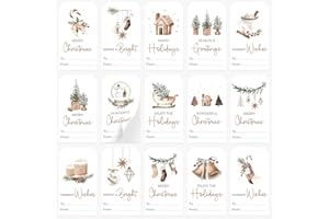 AUDREE 210 Pcs Christmas Gift Tags Sticker - Self Adhesive Cozy Holiday Gift Tags for Xmas Presents - Christmas Name Tags Label Stickers for Xmas Gifts Wrap Presents Box Envelope Decor