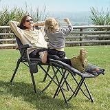 EVER ADVANCED Folding Camping Footrest Ergonomic Ottomans 90kg Cap Light Grey view 2