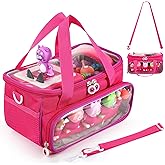 MEGADOO Carry Case for Toniebox Starter Set and Figurines, Storage Bag for Tonie Characters, Home Outdoor Tote Handbag for Toniebox 2 Audio Player and Dolls (Rose Red)