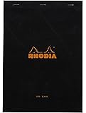 Rhodia 180009C Notizblock (geheftet und mikroperforiert, blanko, DIN A4, 80 g, 21 x 29.7 cm, 80 Blatt) 1 Stück schwarz
