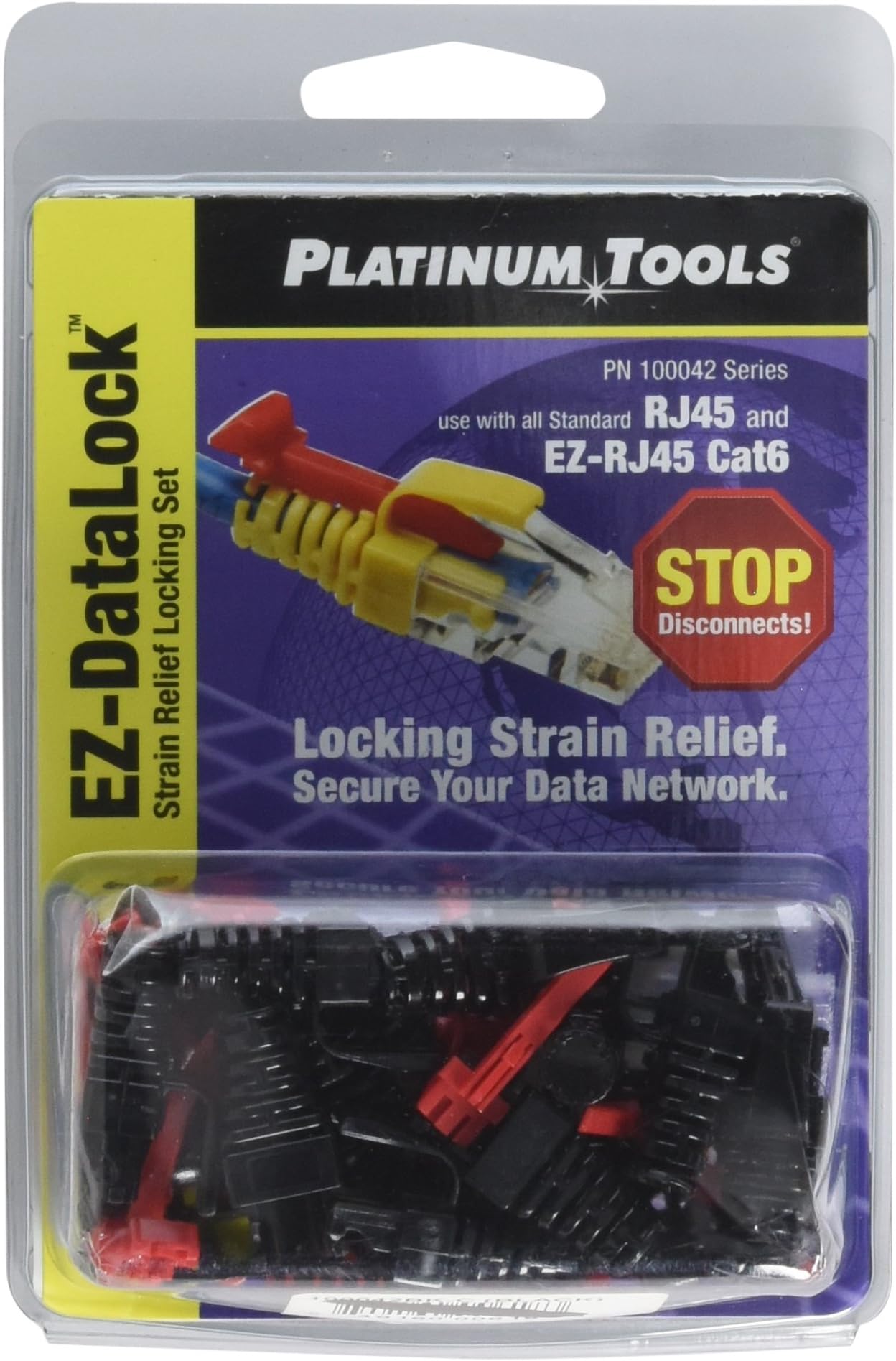 Platinum Tools 100042BK-C Platinum EZ-Data Lock Set - Standard RJ45/EZ-RJ45 Cat6, Black