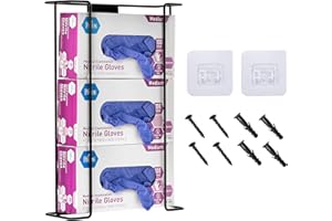 ALPINE INDUSTRIES Alpine Glove Holder for Wall Mount - Latex Glove Holder Wire Glove Dispenser for Wall Disposable Glove Box & Tissue Box - Fits 3 Boxes (Black)