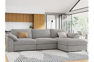 EASE MOOSE Oversized Modular Sectional Sofa with Ottoman, Modern Comfort Deep Seat L Shape Sectional Couch for Living Room,Light Gray