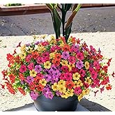 HIFIDECKY 16 Bundles Artificial Faux Plants Flowers Outdoor Spring Summer Decoration Faux Silk Colorful Mix Daisy UV Sun Resistant Realistic for Porch Patio Home Planter Window Box Yard Decor