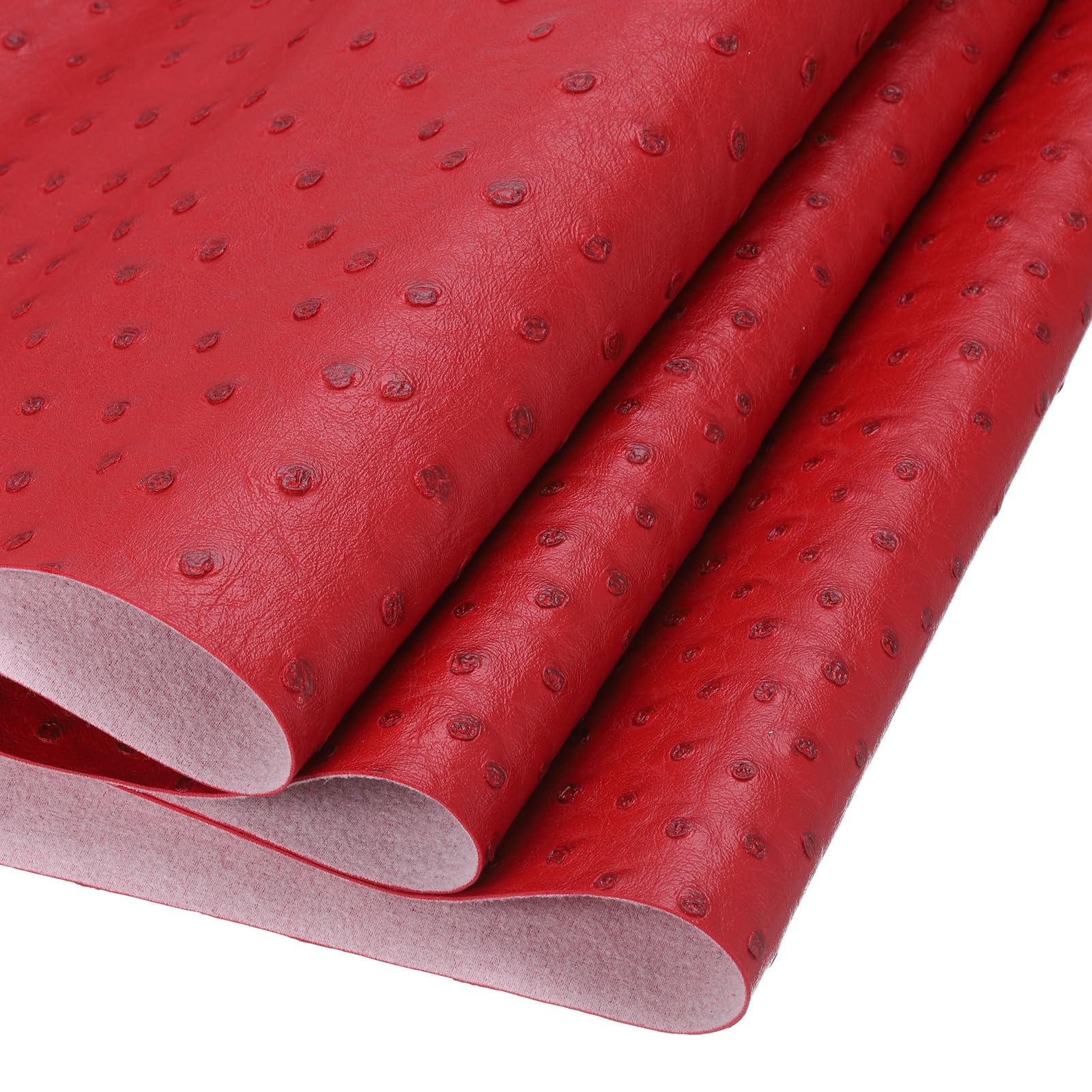 DMiotech Faux Leather Sheet 53 Inch x 12 Inch Ostrich Red PU Leather Roll for Handmade DIY Craft Projects