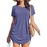 AI'MAGE Bathing Suit Cover Ups for Women Bikini Swimsuit Coverup Casual Loose Beach Shirt Dress with Drawstring S-XXL