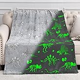 Dinosaur Gifts Toys for Kids Boys - Dino Glow in The Dark Blanket Christmas Birthday Valentines Easter Presents for Age 2 3 4 5 6 7 8 9 10 11 Years Old Teen Girls Toddler Children Throw Gray 50"x60"