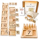 LITTLE BUD KIDS Counting Pegs Ten Frame Math Game - Number Peg Boards with Addition & Subtraction Flash Cards, A Number Learn