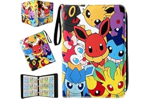 KMCIA Card Binder for Pokemon Cards, 9-Pockets Trading Card Holder Fits 900 Cards with 50 Removable Sleeves, TCG Card Binders Card Storage Album Cards Collection Carrying Case for Kids Boys & Girls -EVE