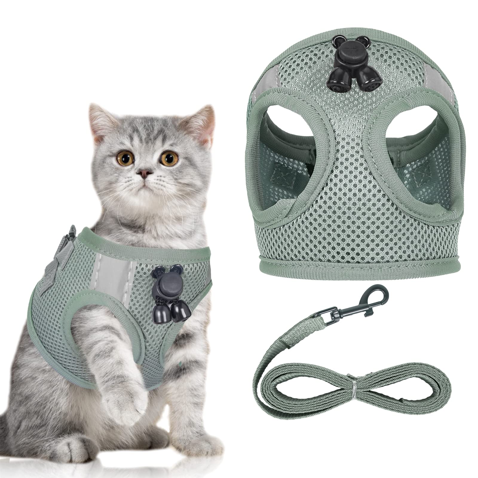 Harness Vest with Lead for Dog Cat: Escape Proof Breathable Jacket with Reflective Stripe and Leash Set for Puppy Dogs Kitten Cats Walking