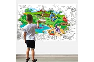 ALEX Art, Giant Coloring Poster - Dinosaur Jumbo Coloring Book Sheet for Kids Ages 4-8 - Big Large Coloring Pages Posters to Color - Birthday Party Activity Table - Huge Floor Wall Size 38.5”x26.7”