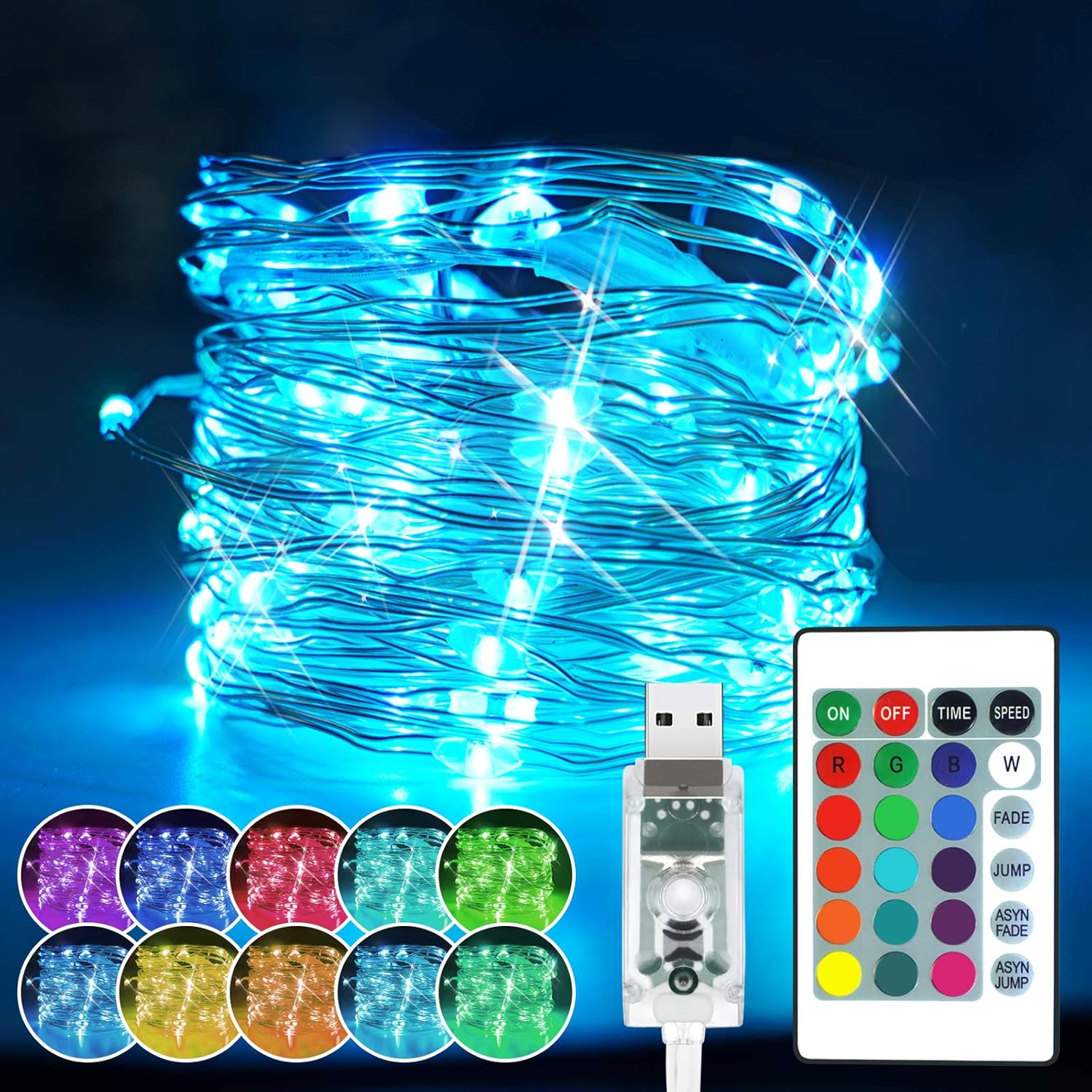 Chipark LED Fairy Lights USB Powered 100 LED RGB 16 Color Changing
