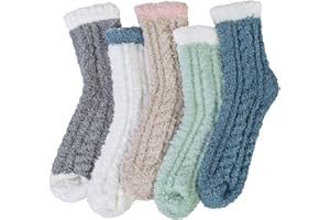 Loritta 5 Pairs Womens Fuzzy Socks Cozy Soft Fluffy Cute Cat Animal Winter Warm Slipper Socks Christmas Stocking Stuffers