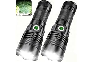 Flashlight Rechargeable, 2Pack 990,000 High Lumens Super Bright LED Flashlights, IPX6 Waterproof, 3 Light Modes, Zoomable, Ty