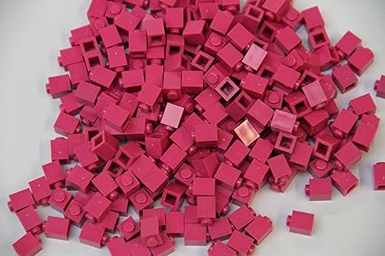 500 QUIX Bausteine in der Sonderfarbe pink, 1x1 Noppen, kompatibel, passgenau, einzeln, lose