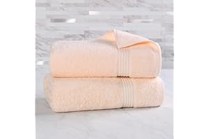 Superior Egyptian Cotton 2-Piece Bath Sheet Towel Set, Oversized Body Towels For Adults And Kids, Large Towel For Bath, Shower, Guest Bathroom, Spa, Gym, Resort, Essentials, Airbnb, Peach