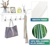 SMIBUY Coat Hooks with Shelf Wall Mounted 74 cm Bamboo 5 Double Hooks White view 6