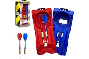 Beer Darts v2.0- Party and Lawn Game Great for Getting Parties Started - Play with Any Canned Beverage (Red & Blue)