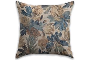 RBAFAO Bohemian Pillow Covers | Vintage Floral & Carpet Design | Double Sided Blue White Decorative Pillowcases for Couch, Bed | Indoor Outdoor Boho Home Decor (Blue&Brown, 18x18inches)