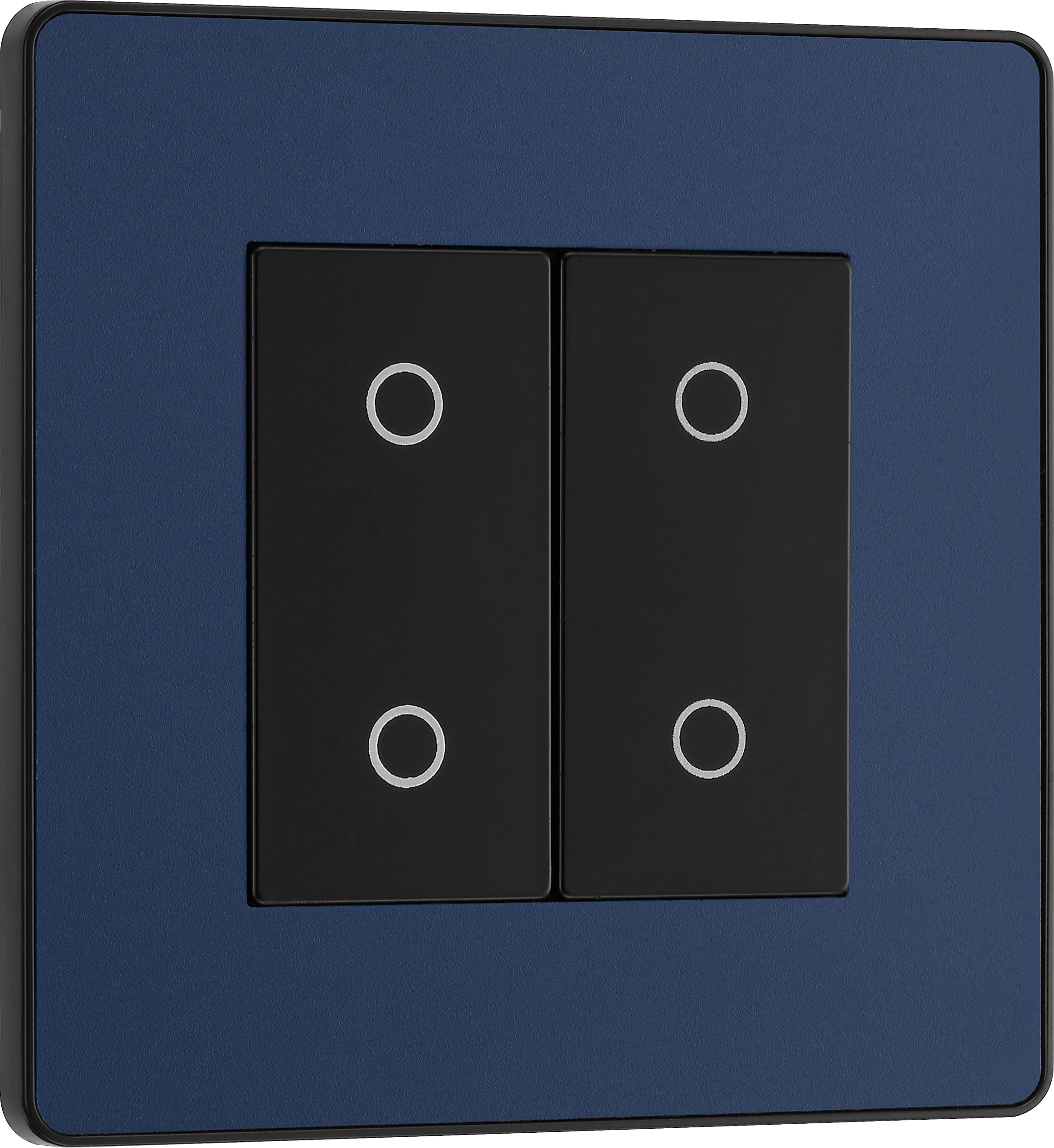 BG Electrical Double Slave/Secondary Touch Dimmer Wall Light Switch, 2-Way, Trailing Edge, Screwless Front Plate, Evolve, Matt Blue, 200W, PCDDBTDS2B — image 1