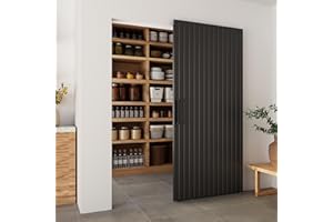 BARNSMITH 40"x86" Concealed Sliding Barn Door with Soft Close Mechanism, Black Hidden Barn Door, Waterproof Vinly Wrapped, Fits Opening Width 32"-36", Widely Used