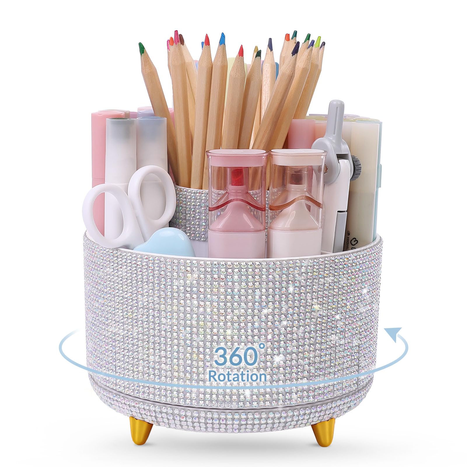 SKYDUE 360 Degree Rotating Desk Organizer, Shining
