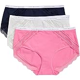 Tommy Hilfiger womens Cotton Logo Waistband Lace Trim Hipster 3-pack