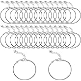 30 Pieces Adjustable Silver Snake Charm Bracelet Chains with Heart Lobster Clasp Extender DIY Jewelry Making Supplies for Women (7.87 Inch)